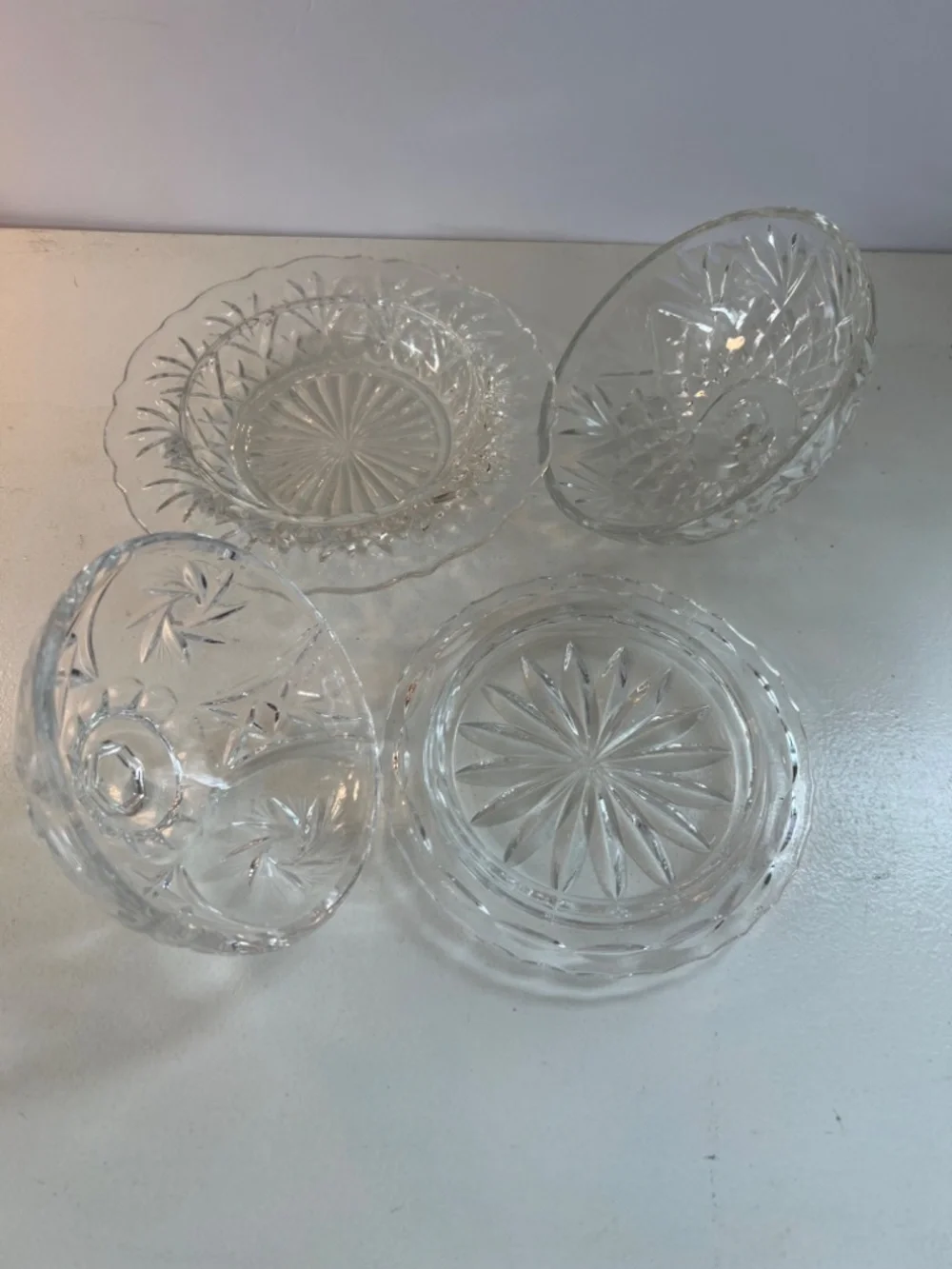Set of 2 Different Vintage Clear Glass Covered Butter or Cheese Dishes